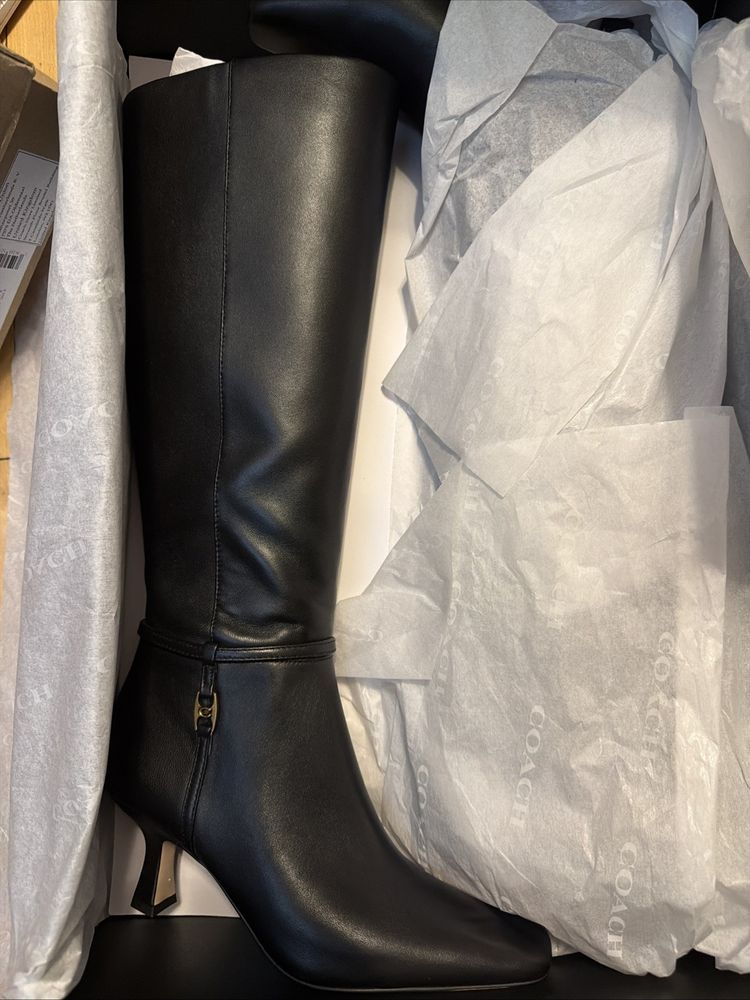 Coach Raquel Boots Black Leather Kitten Heel Uk 3.5 BNIB £349 image 3