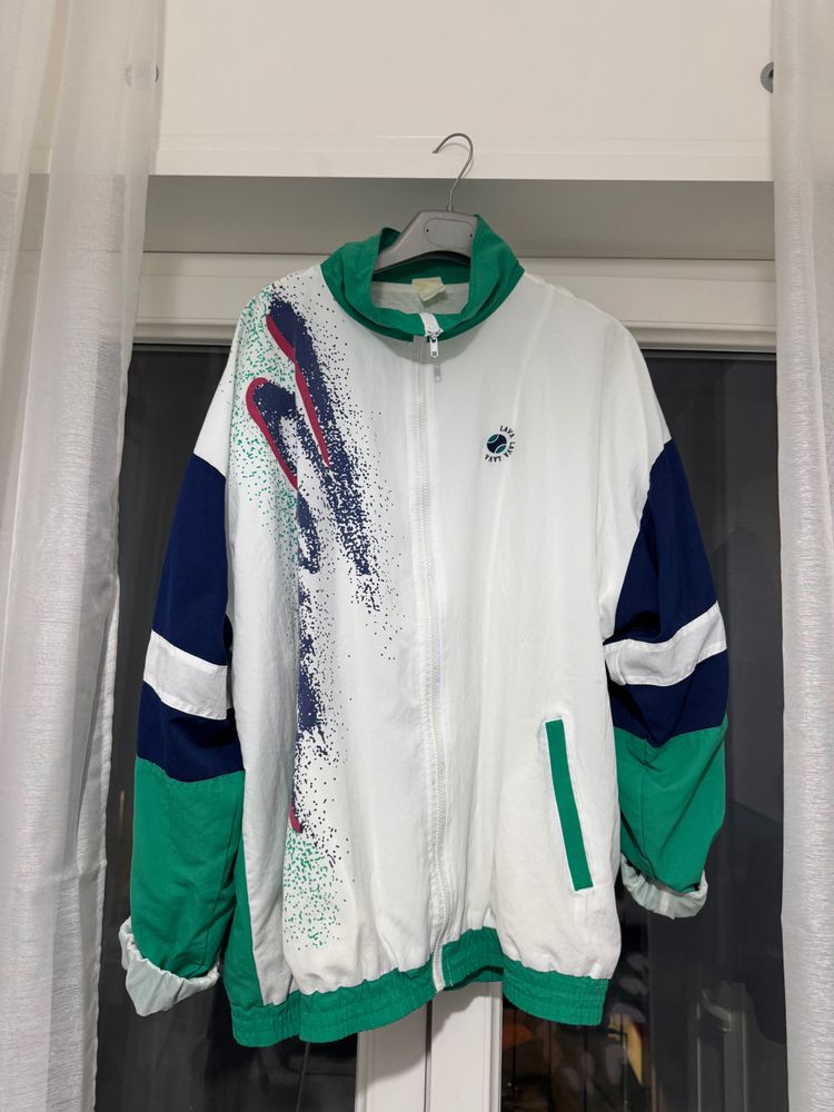 Lava White Zip-Up Jacket With Green And Navy Accents