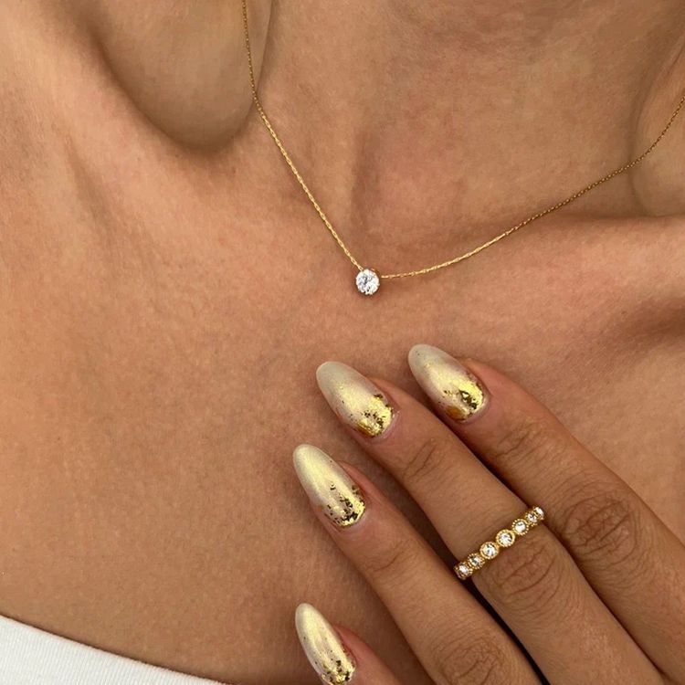 Gold Necklace With Single Clear Gemstone Pendant image 6