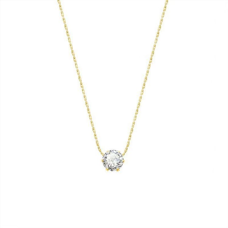 Gold Necklace With Single Clear Gemstone Pendant image 2