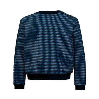 Pied-de-poule Black and Blue Cotton Sweatshirt 1
