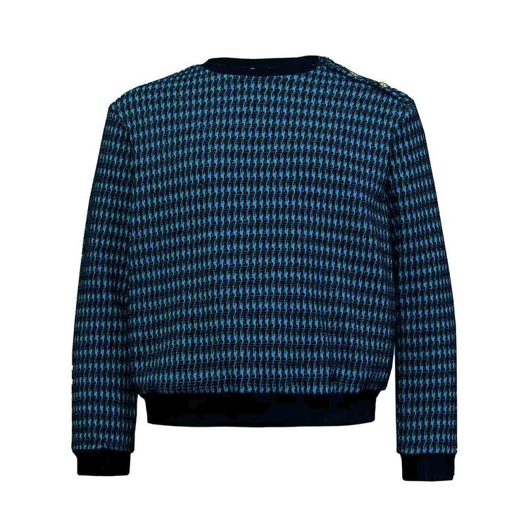 Pied-de-poule Black and Blue Cotton Sweatshirt
