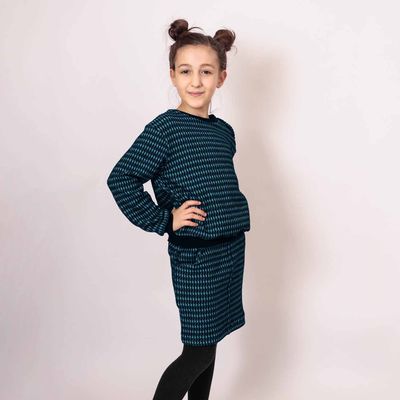 Pied-de-poule Black and Blue Cotton Sweatshirt 5