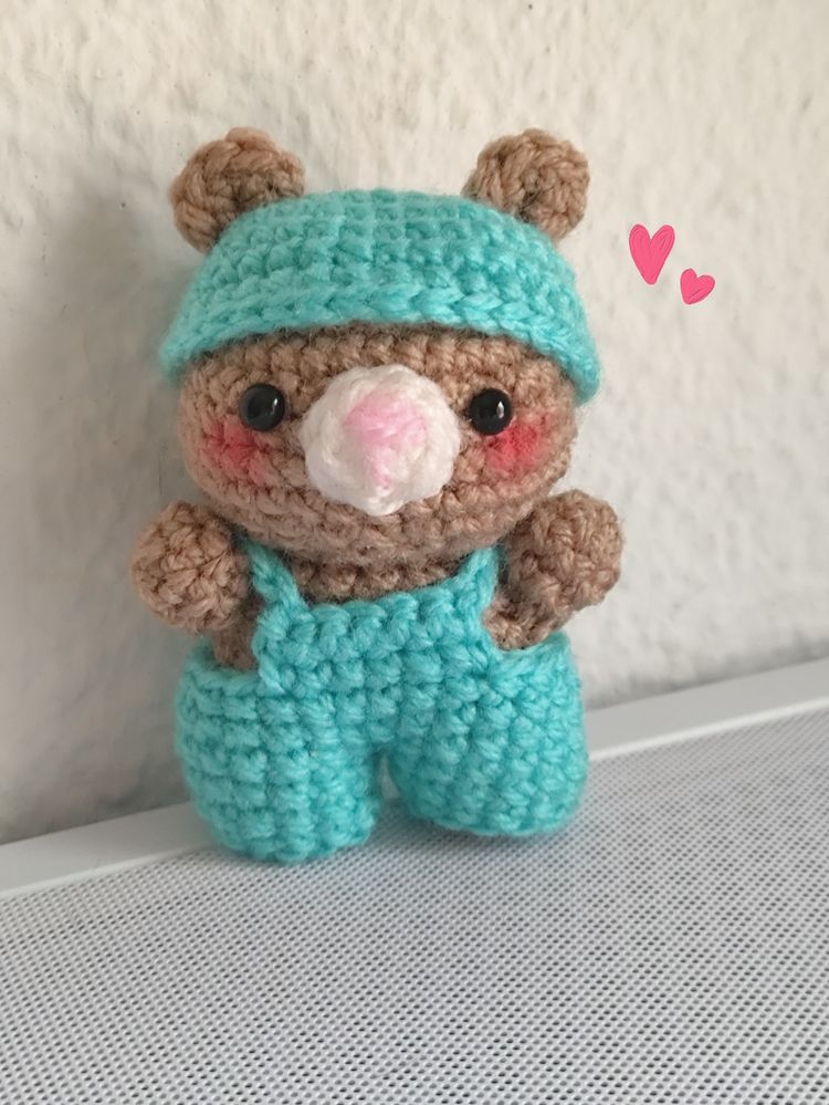 Other Crocheted Bear Doll With Blue Hat And Overalls product image