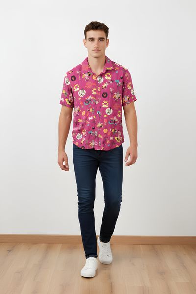 STUSSY Short Sleeve Button-Up Shirt size L