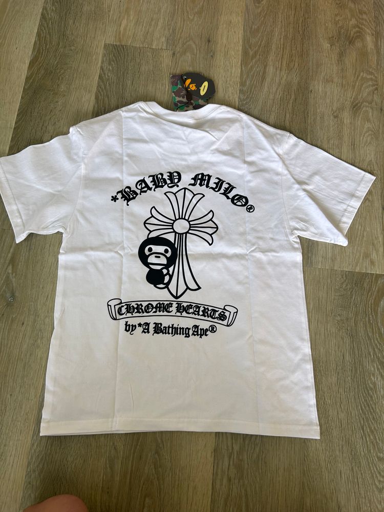 Immagine di A Bathing Ape X Chrome Hearts White Graphic T-Shirt 2