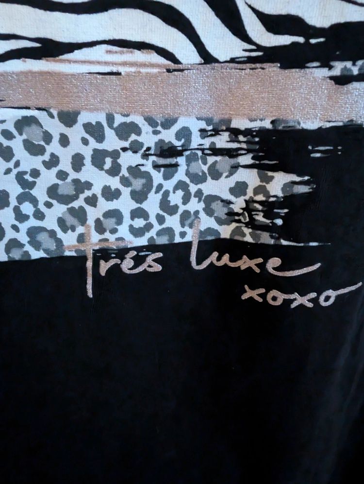 New Look Black Animal Print Leopard Zebra Graphic Slogan T-Shirt Tee image 4