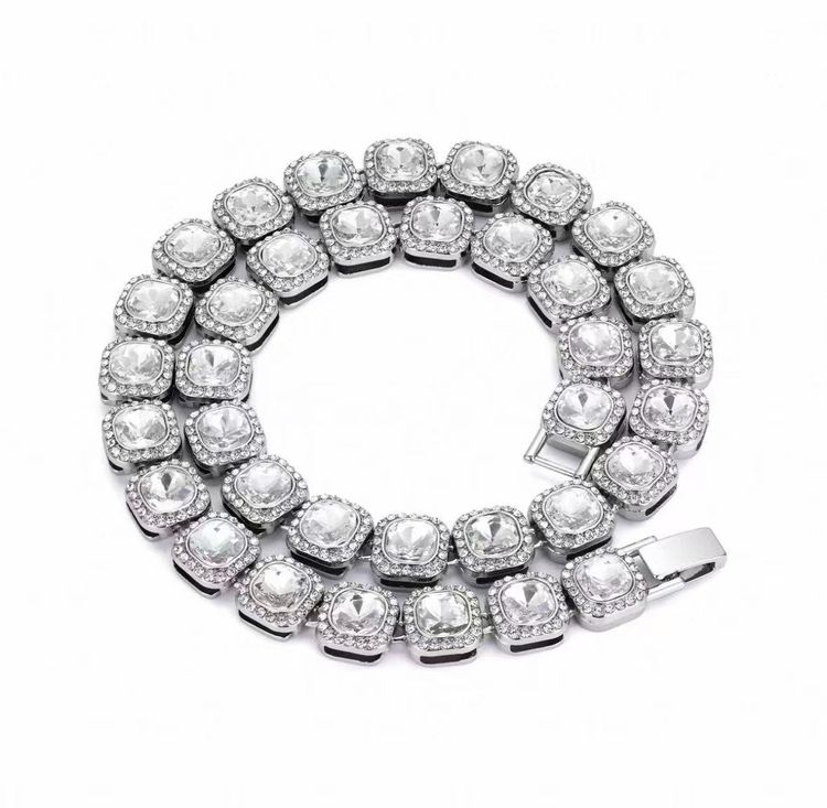 Silver-Tone Rhinestone Tennis Necklace image 1