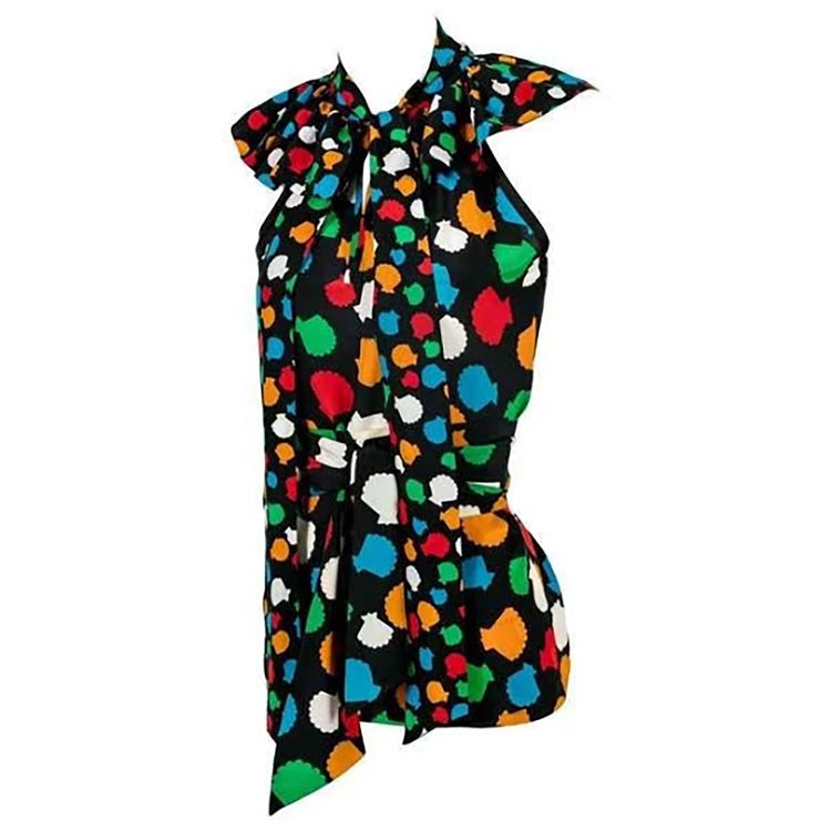 1979 Yves Saint Laurent Documented Silk Seashell Print Jacket image 7