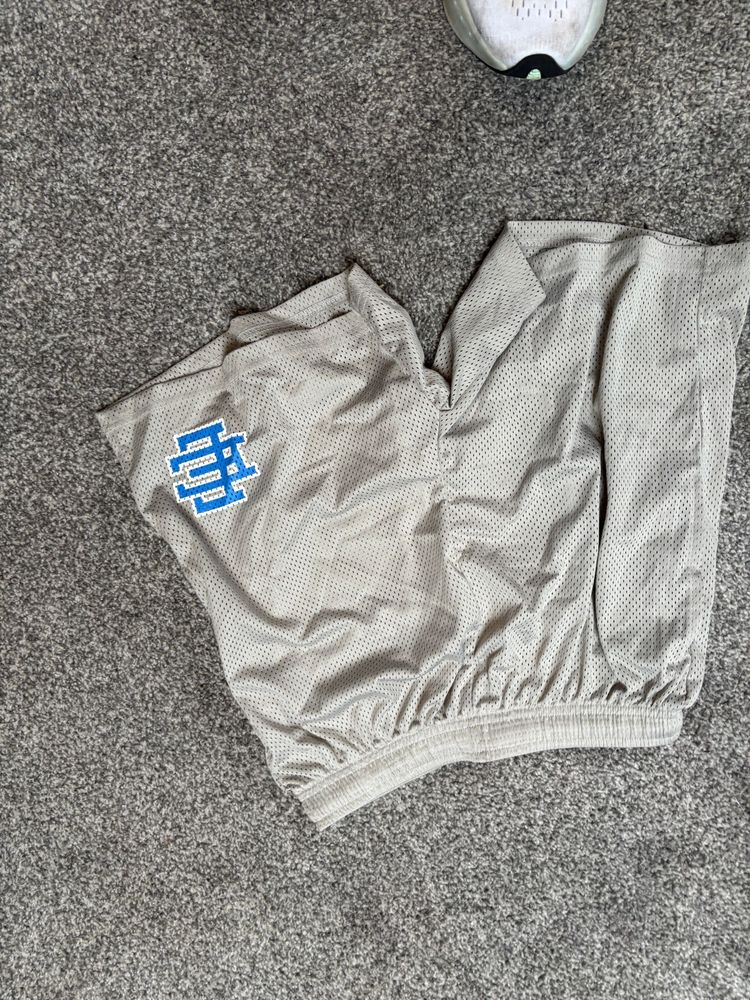 Grey Shorts With Blue Logo