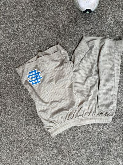 Grey Shorts With Blue Logo