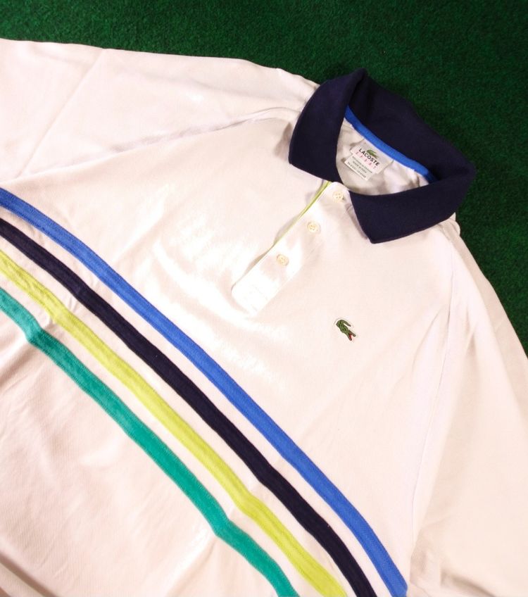 Lacoste White Polo Shirt With Colored Stripes obraz 1