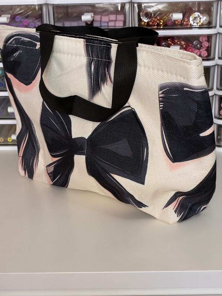 Other Canvas Tote Bag With Black Bow Print product image