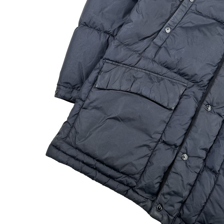 Stone Island 2013 Navy Long Crinkle Down Puffer Jacket - Large image 6