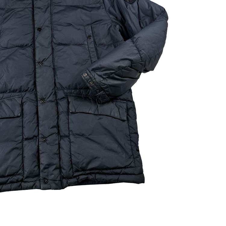 Stone Island 2013 Navy Long Crinkle Down Puffer Jacket - Large image 13