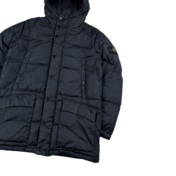 Stone Island 2013 Navy Long Crinkle Down Puffer Jacket - Large image 8