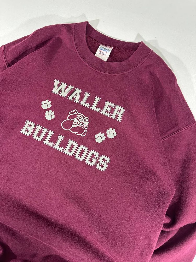 Gildan Maroon Sweatshirt With Waller Bulldogs Print 2