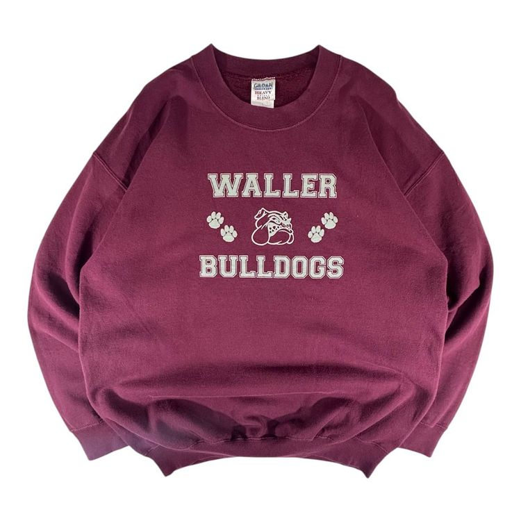 Gildan Maroon Sweatshirt With Waller Bulldogs Print
