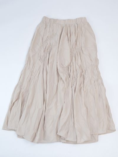 LIGHT BEIGE GATHERED BOHO MAXI SKIRT