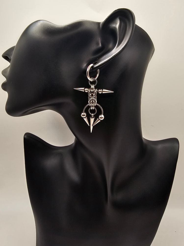 Other Silver-tone Stainless Steel Gothic Spiked Dangle Earrings product image