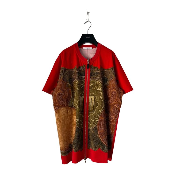 Givenchy Red Money Print Oversized Zipped T-Shirt