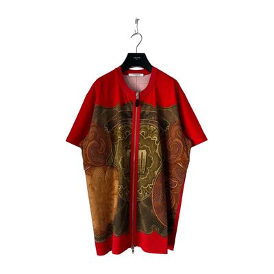 Givenchy Red Money Print Oversized Zipped T-Shirt