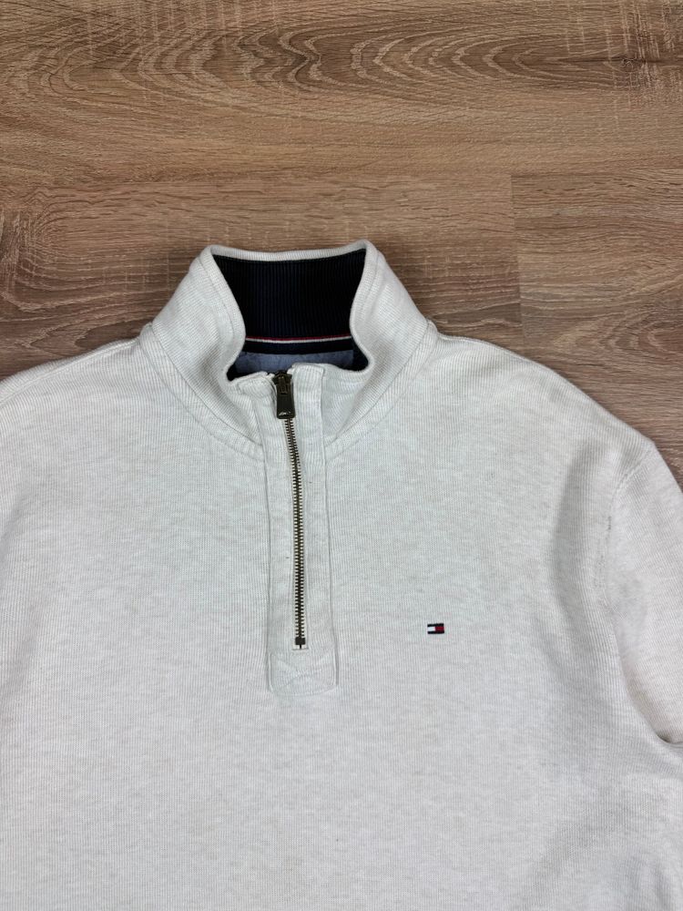 Cream Tommy Hilfiger Quarter Zip Sweatshirt (L) image 4
