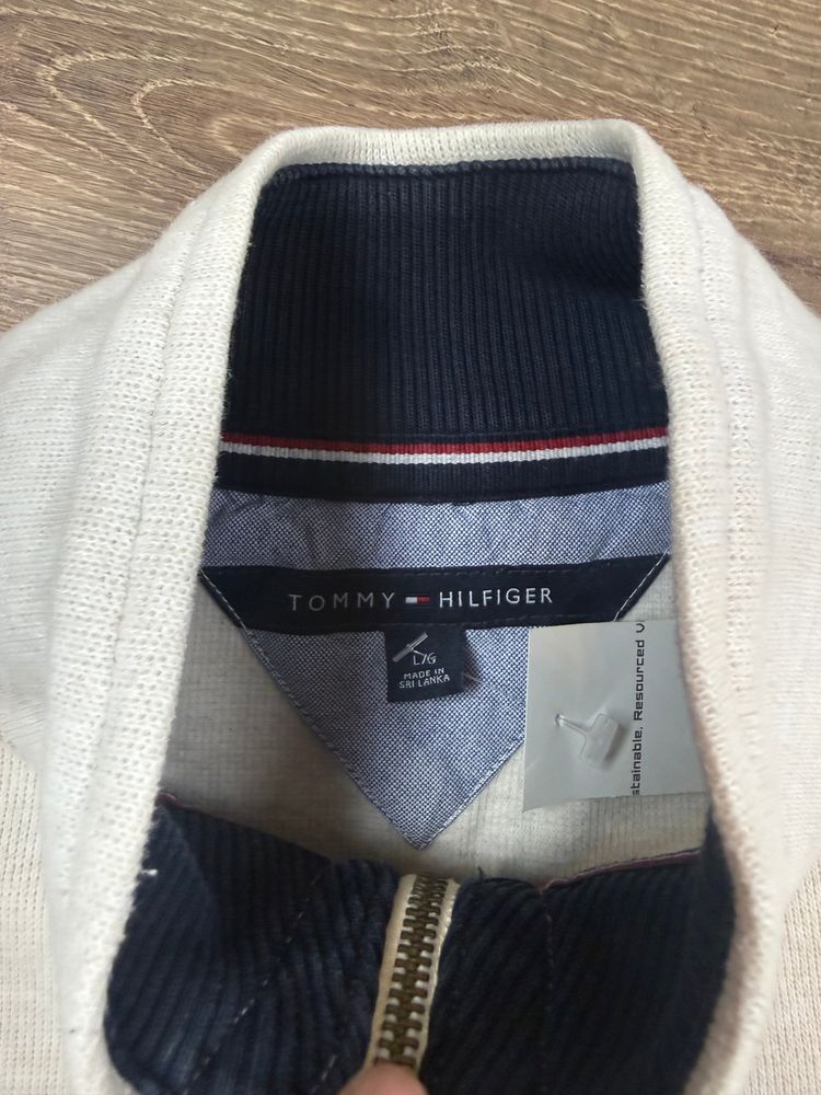 Cream Tommy Hilfiger Quarter Zip Sweatshirt (L) image 2