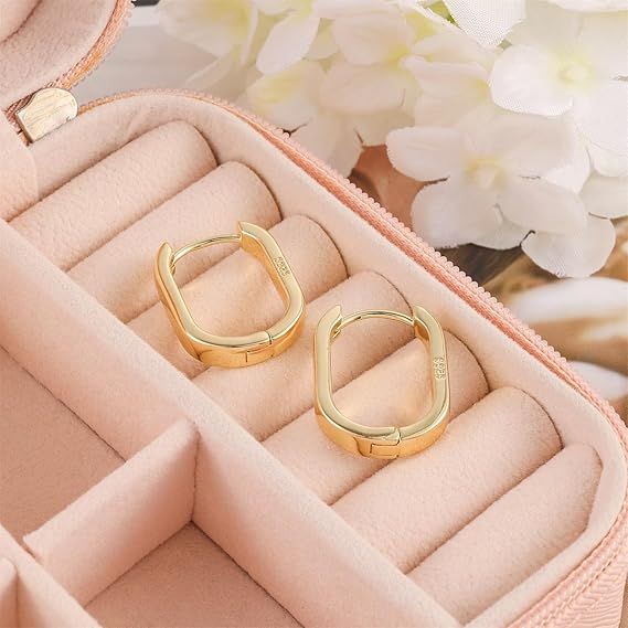 Gold Rectangular Hoop Earrings 5