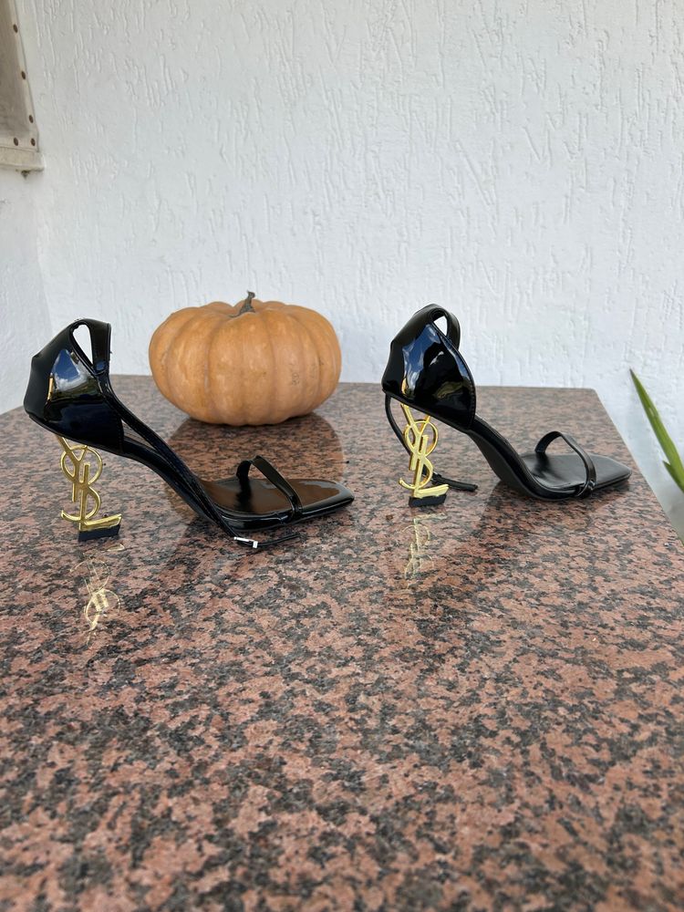 Saint Laurent Paris Saint Laurent black patent leather high heel sandals product image