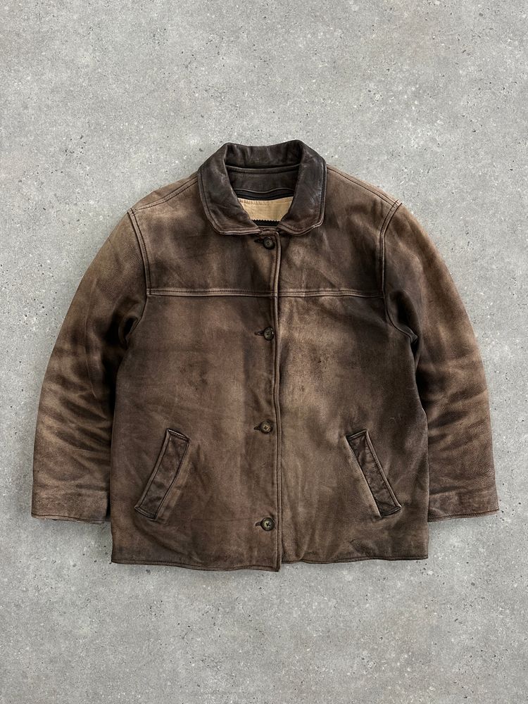 Other Vintage 1990s Distressed Leather Jacket - M product image