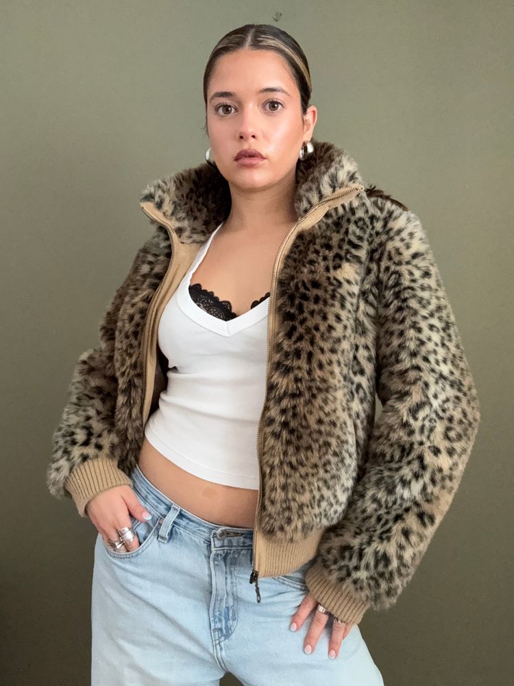 Faux Fur Leopard Jacket (UK10)