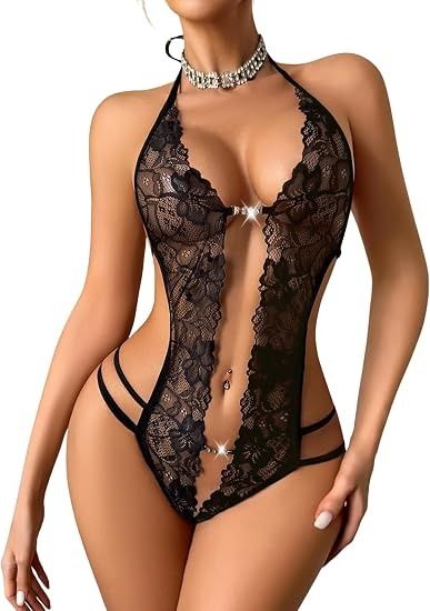 Black Lace Lingerie Bodysuit image 2