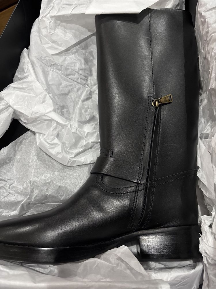 Coach Madeline Leather Black Flat Boots Riding Style UK 4 EUR 36.5 US 6 £350 image 7