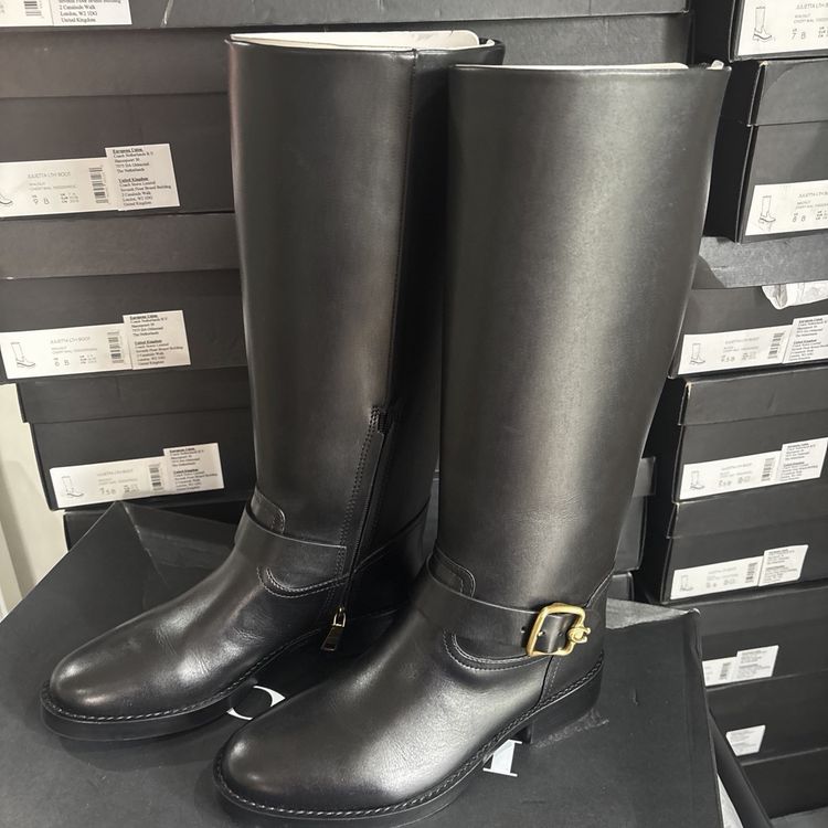 Coach Madeline Leather Black Flat Boots Riding Style UK 4 EUR 36.5 US 6 £350 image 3