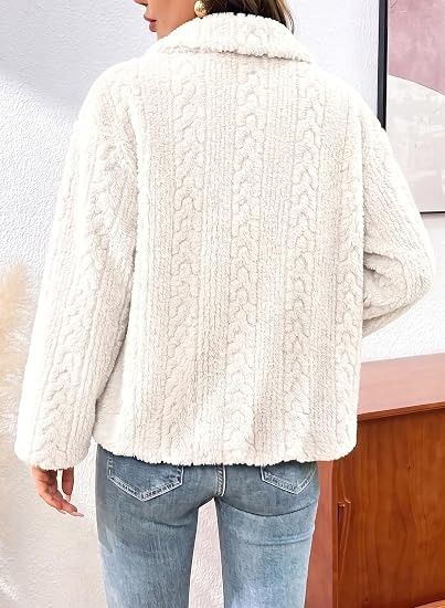 White Fleece Zip-Up Jacket 4