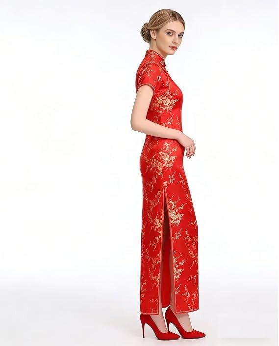 Red Floral Cheongsam Dress imagen 5