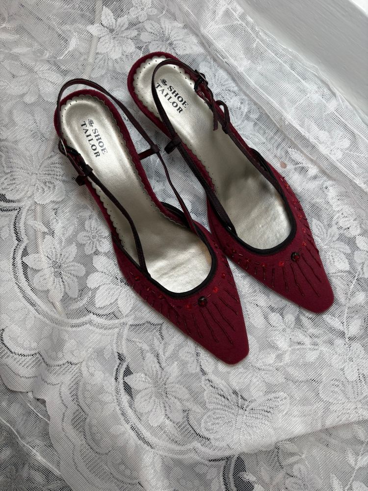 Other Vintage 90s/00s Burgundy Velvet Slingback Heels product image