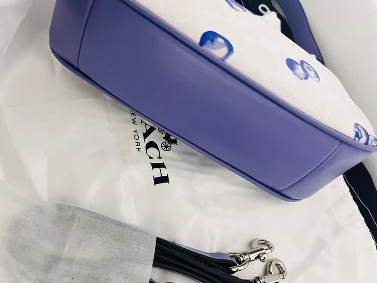 Coach White Handbag With Blue Blueberry Print image 7