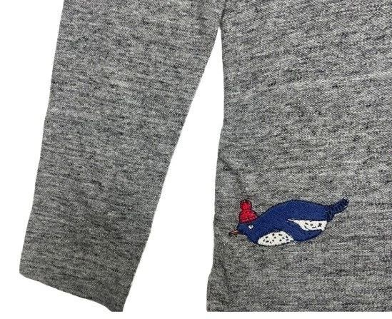 Mini Boden Boy's Long Sleeve Applique Polo Shirt Grey Marl/Penguin obraz 5