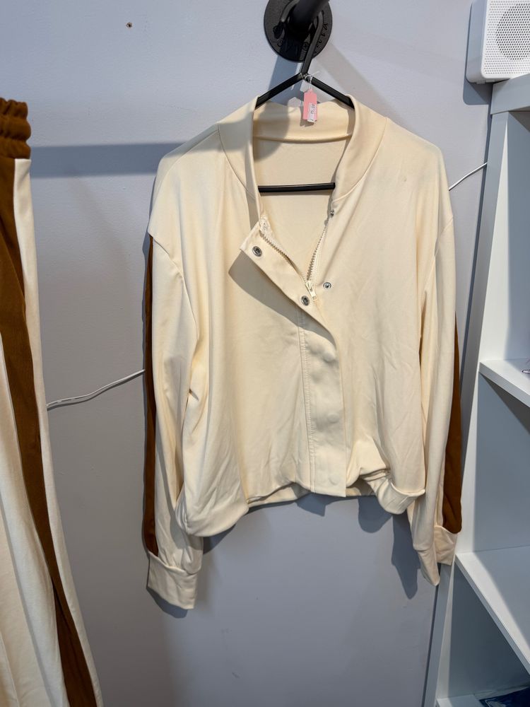 Cream And Brown Pants And Cream Jacket Set - Viral and trending  3