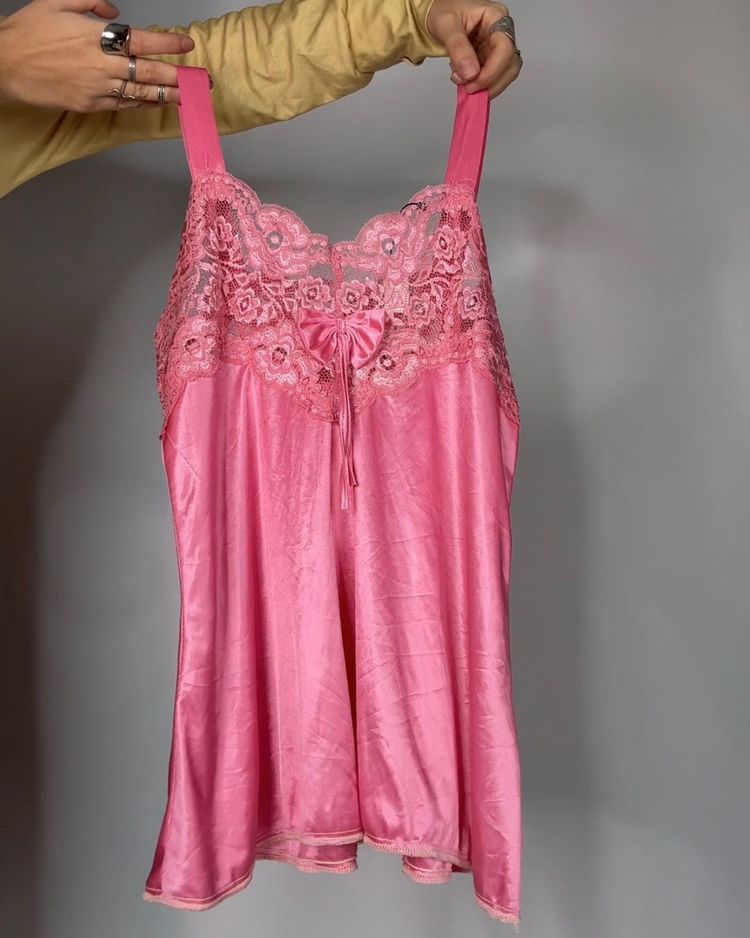 Victoria's Secret PINK Pink Satin And Lace Camisole Top product image