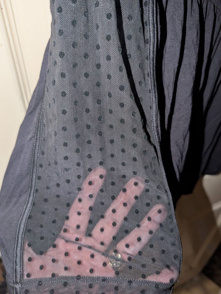 Ann Summers Black Romper With Sheer Polka Dot Sleeves image 2