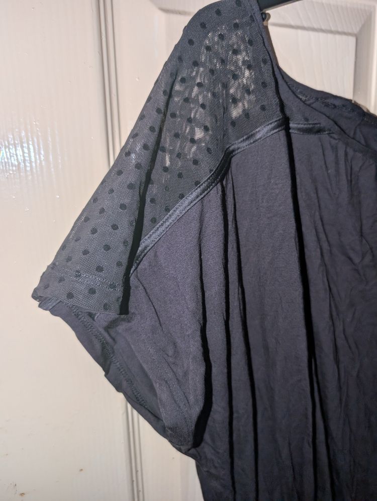 Ann Summers Black Romper With Sheer Polka Dot Sleeves image 3