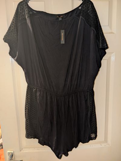 Ann Summers Black Romper With Sheer Polka Dot Sleeves