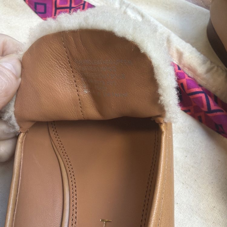 Tory Burch Leather Shearling Jessa Brown Loafers Shoes Horse Bit Uk 8 USA 10.5 image 8