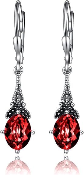 Other Silver Drop Earrings With Red Gemstones product image