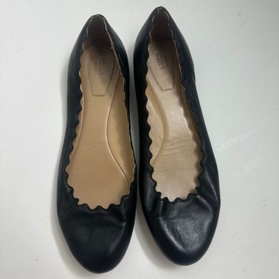Black Scalloped Edge chloe Ballet Flats