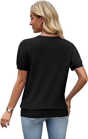 Black Short Sleeve Knit Top obraz 4