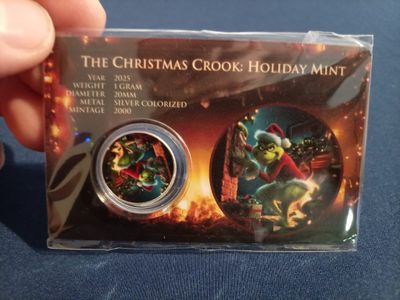 The Christmas Crook Holiday Mint 1 gram silver bullion